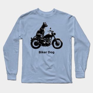 Biker Dog Pit Bull Long Sleeve T-Shirt